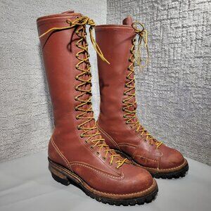 VTG Wesco Highliner 16" Men's Size 10.5D Redwood Leather Logger Vibram Boots